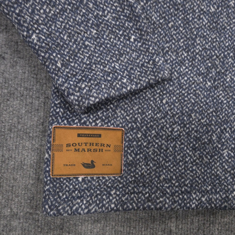 Southern Marsh Cascade Herringbone Pullover Mens L Washed Navy Fleece Sweater - Picture 3 of 8